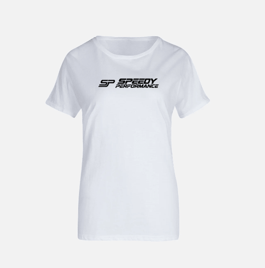 SpeedyPerformance Essential Women’s White Crewneck Tee | SpeedyPerformance Exhausts - Speedy Performance Exhausts