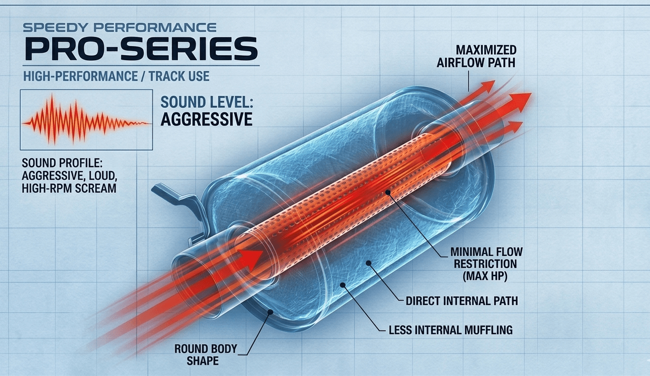 SpeedyPerformance Pro-Series Muffler 2.5" #3306 - Speedy Performance Exhausts